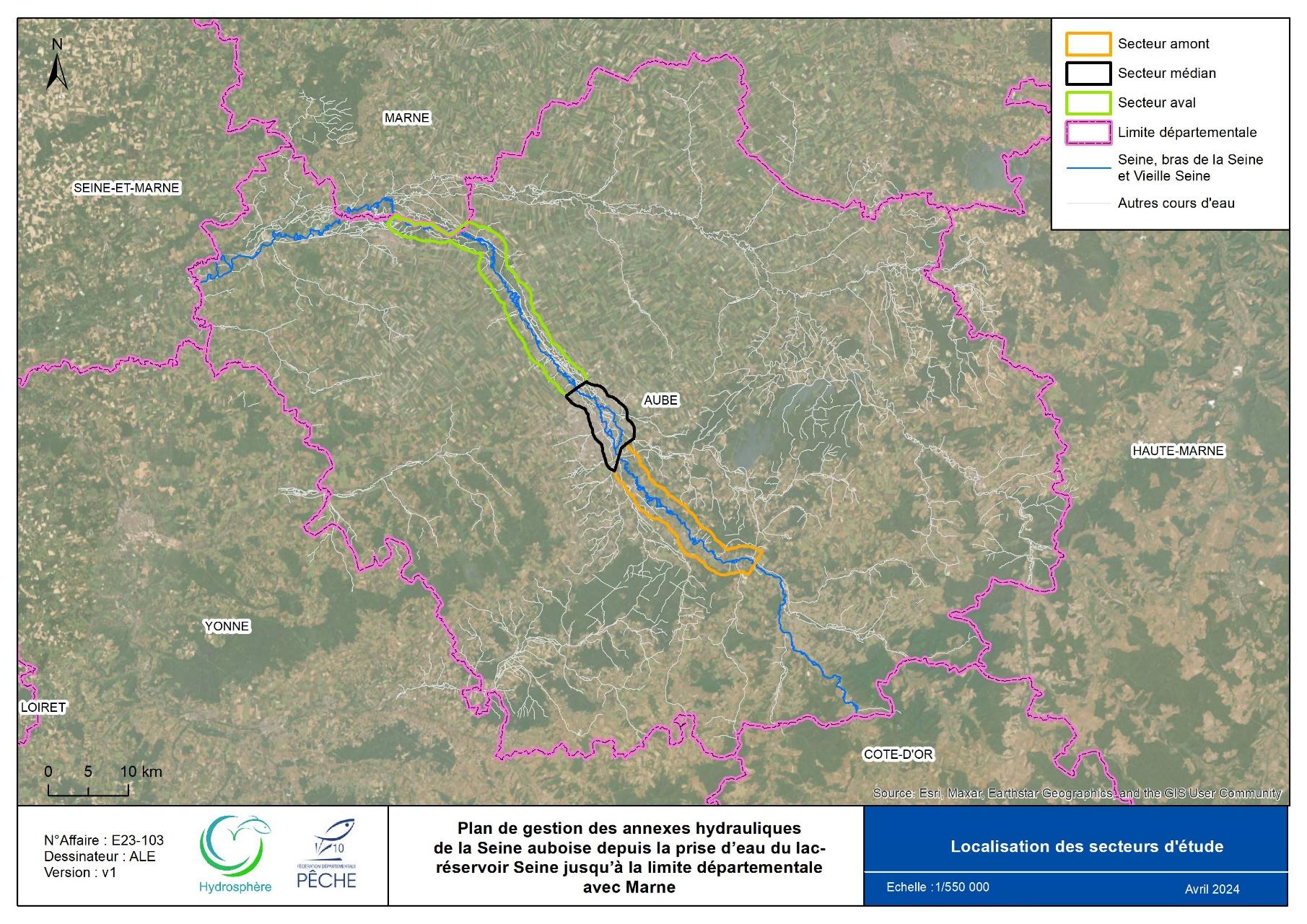 Localisation du projet étude annexes hydrauliques Seine auboise_FD10