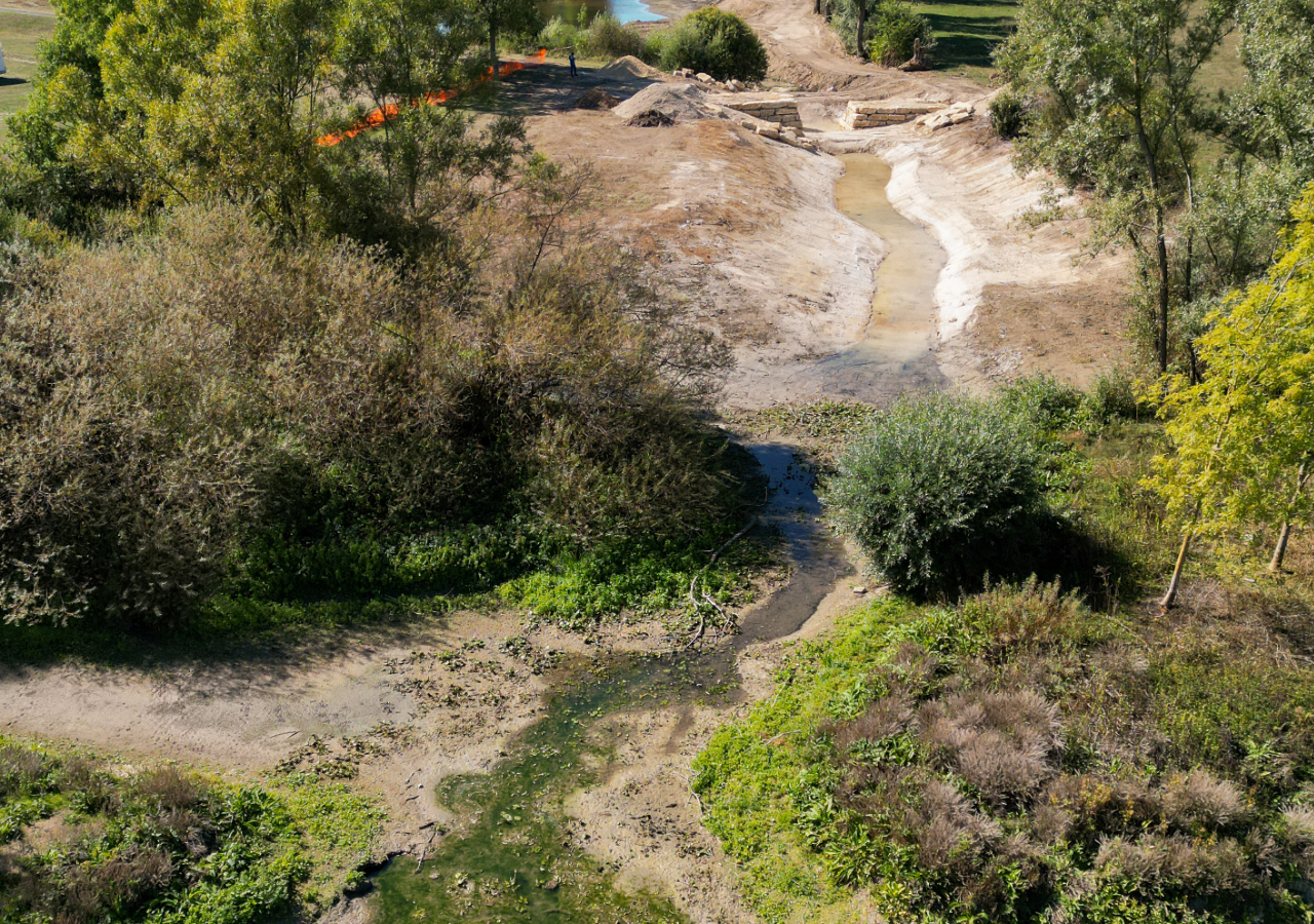 Vue aérienne du chenal de connexion_ pendant travaux_22-09-2022